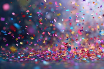 Colorful confetti fills the air during a vibrant celebration in a joyful atmosphere, creating a festive and lively experience for all participants and attendees at the event