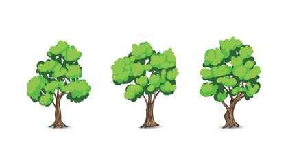 Cartoon Style Trees, Nature Illustration