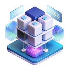 Abstract 3D Rendered Data Center Icon Isometric illustration