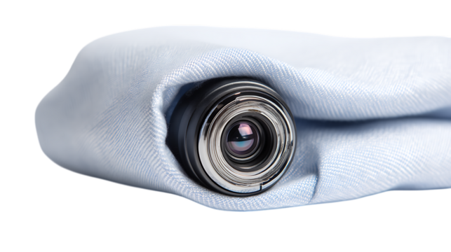 close up of a modern digital camera isolated on white