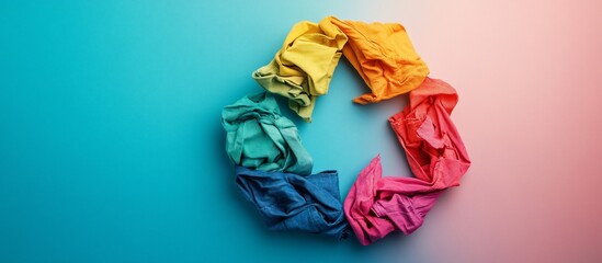 Rainbow Recycle: Colorful Fabric Arranged in a Circular Pattern