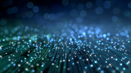 Abstract Circuit Board with Glowing Electronic Hardware Technology