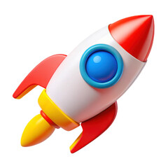 Cartoon rocket ship isolated on transparent background