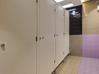 Interior of a bathroom with toilets. Design of sanitary facilities for personal care. Personal...