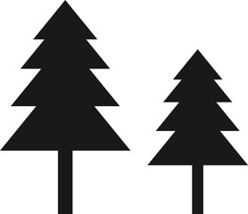 Fototapeta premium Minimalist Pine Tree Forest Silhouette Black Icon