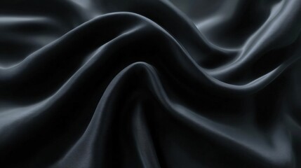 Fototapeta premium Close-up of a dark grey fabric with a smooth and elegant texture. the fabric appears to be made of a silky or satin-like material, with a subtle sheen that catches the light.