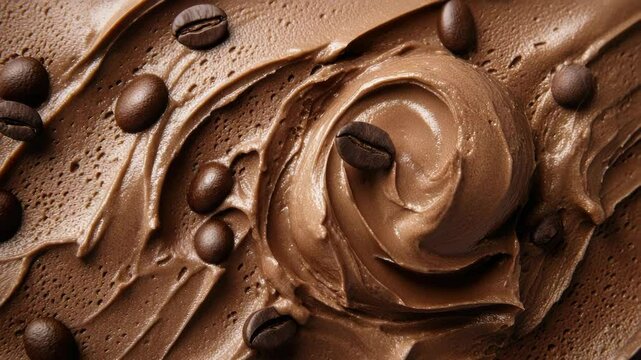 Delicious-looking close-up of a chocolate frosted cake with melted chocolate chips, perfect for food or dessert photography