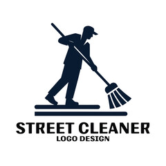 Street Cleaner Vector Logo Design