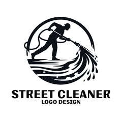 Street Cleaner Vector Logo Design