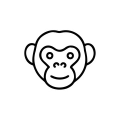 Cute Handmade Black Line Art Monkey Face Icon Animal Cartoon Illustration Design Element