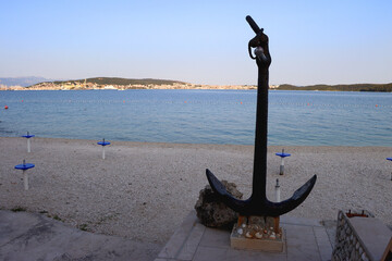 Anchor on the beach in Seget Donji, Croatia.