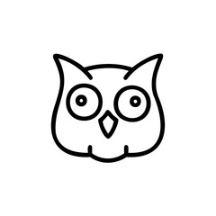 Cute Handmade Owl Face Icon Black Line Art Illustration Big Eyes Animal Cartoon Design Element