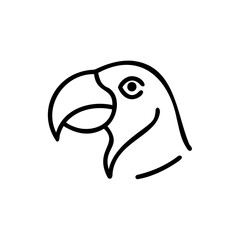 Cute Black Line Art Parrot Head Profile View Simple Handmade Animal Face Illustration