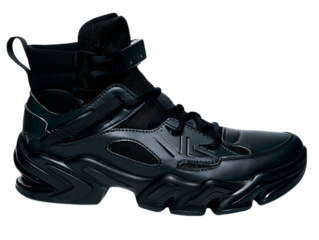 Stylish Black High-Top Sneakers Chunky Sole, Modern Design