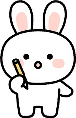 연필을 쥐고 있는 토끼 캐릭터 감정 공부 직장인 동물 캐릭터 스티커 일러스트 © nusoi