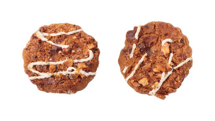 Chocolate chip cookies isolated on transparent background