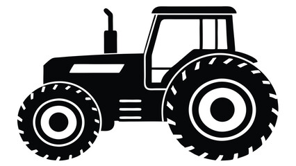 Obraz premium Black silhouette of a tractor isolated on white background