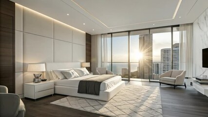 Modern bedroom design ideas luxury apartment decor with ocean view and stylish interior design