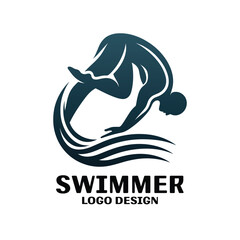 Swimmer Vector Logo Design