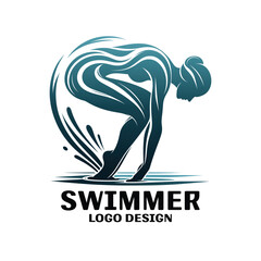 Swimmer Vector Logo Design