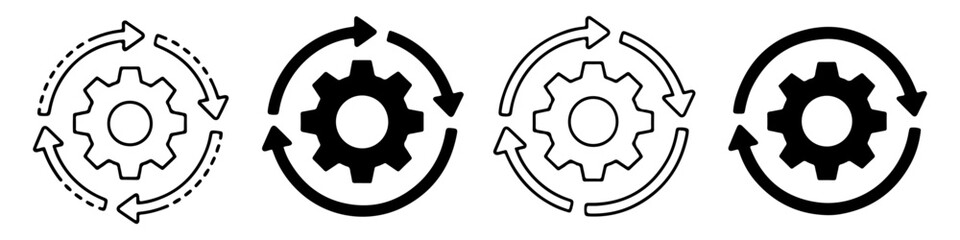 Circular Gear Icons Process, Workflow, and Continuous Improvement