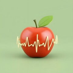 red apple with heart