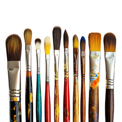 Assorted paint brushes art supplies for painting and drawing creative artistic tools