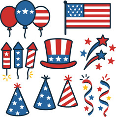 American Flag, Balloons, and Festive Party Decorations Set