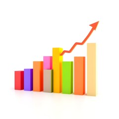 business graph on white background