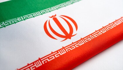 Iran flag close up folded on white background