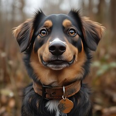 A dog in a collar. Generative AI