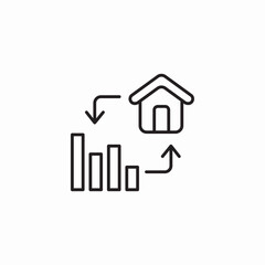 house market fluctuation icon sign vector