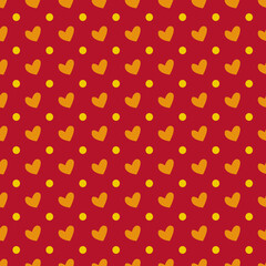 Seamless Pattern of Hearts and Dots