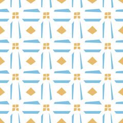 Geometric Seamless Pattern in Blue, Gold, and White