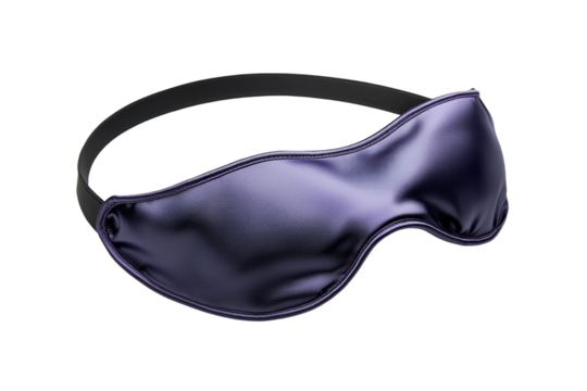 Purple eye mask with a black strap isolated