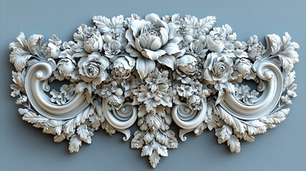Intricate 3D Render of  Floral Rococo Ornament