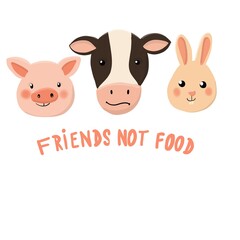 Cute cartoon cow head. Farm animal illustration. Cute farm animal. Vegan, vegetarian 