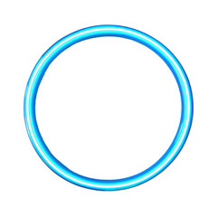 Neon blue color geometric circle, Bright neon blue circle featuring a geometric design, isolated on transparent background