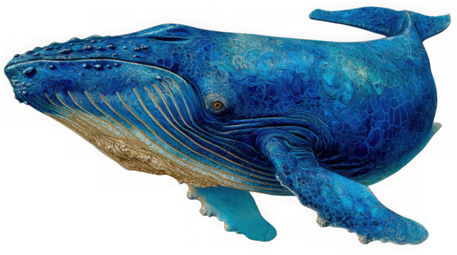 A detailed humpback whale illustration, isolated on transparent background