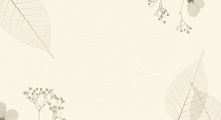Elegant Floral Background with Delicate Leaves and Flowers on Textured Paper