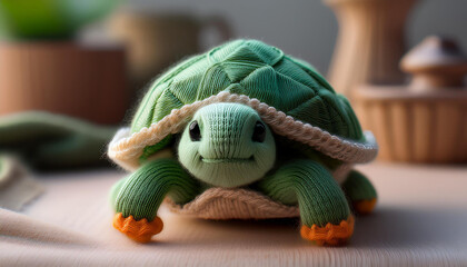 Wool Turtle &ndash; Handmade Yarn Animal Figure