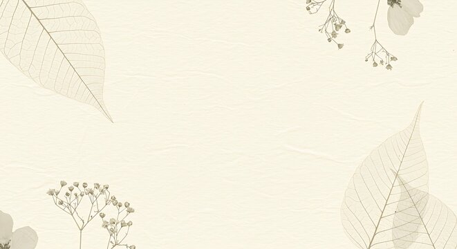 Elegant Floral Background with Delicate Leaves and Flowers on Textured Paper