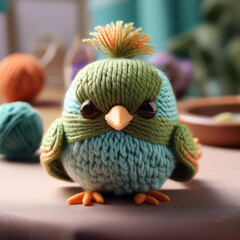 Colorful Wool Bird &ndash; Handmade Yarn Animal Sculpture