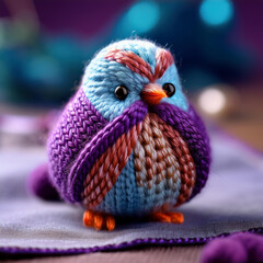 Colorful Wool Bird &ndash; Handmade Yarn Animal Sculpture