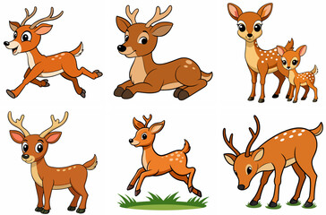 Adorable Cartoon Deer Illustrations for Children's Books and Educational Materials