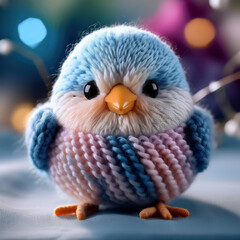 Colorful Wool Bird &ndash; Handmade Yarn Animal Sculpture