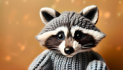 Woolen Raccoon &ndash; Animal in Natural Tones