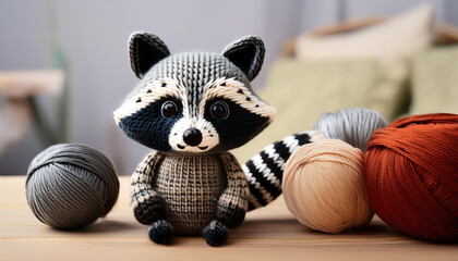 Woolen Raccoon &ndash; Animal in Natural Tones
