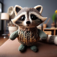 Woolen Raccoon &ndash; Animal in Natural Tones