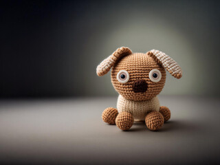 Handmade Brown Wool Crochet Puppy